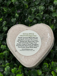 *NEW* Eucalyptus Hearts Valentine's Day Luxurious Bath Bombs - Colored with Beet Root and Dragon Fruit